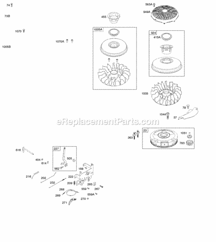 Flywheel Diagram and Parts List for 31A507-0111-B1  Briggs and Stratton Engine